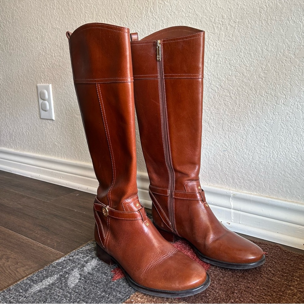 Tory Burch Sienna Brita 30MM Vegan Leather Riding Boots